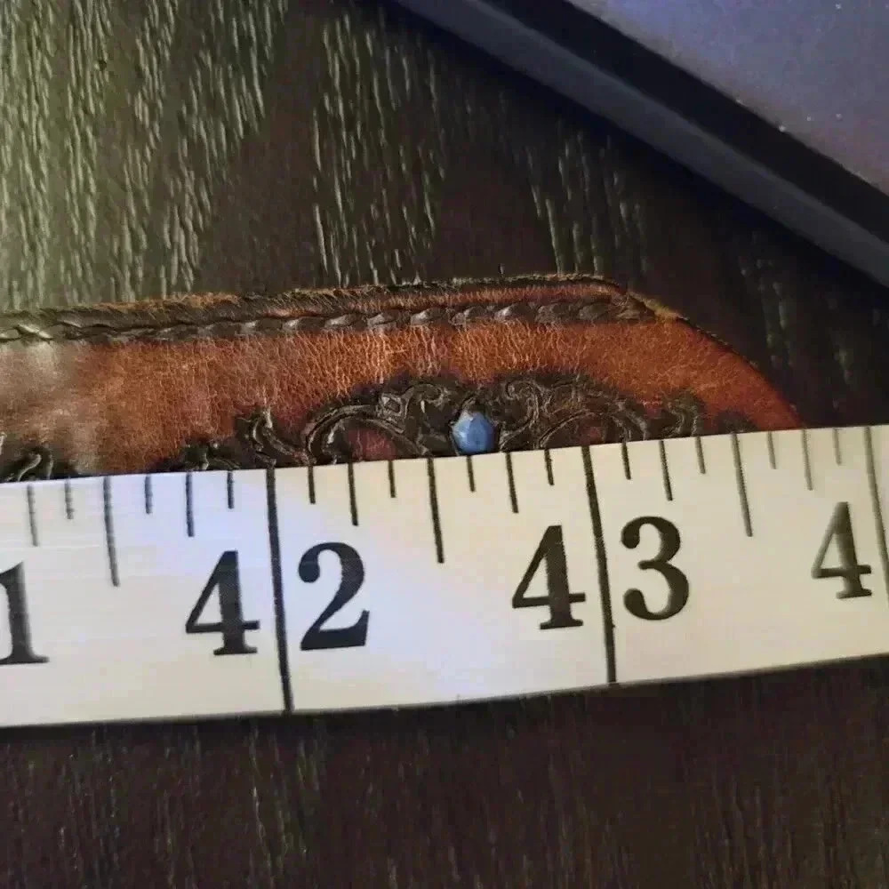 vintage Brown leather belt Tooled Size XL  Women's - Picture 8 of 9